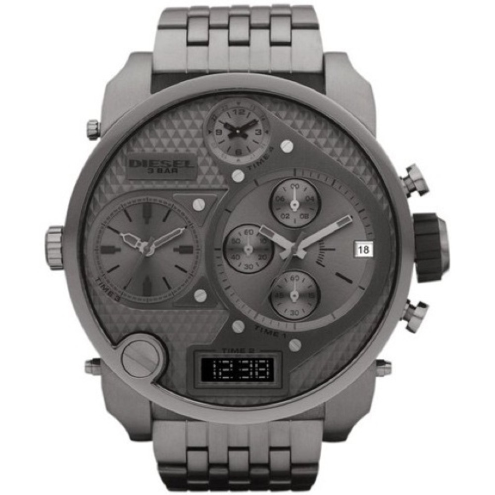Diesel Men's Badass Oversized Chronograph Grey Dial Gunmetal PVD Watch DZ7247